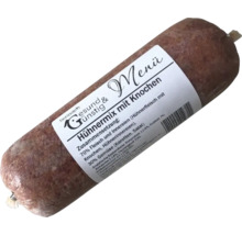 Hundenassfutter Hühnermix mit Knochen in Wurstform von tierladen Gesund und Günstig Menü.