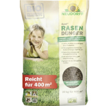 Neudorff Azet Rasendünger, 20 Kilogramm Sack für 400 Quadratmeter, organischer Dünger aus 100 Prozent natürlichen Rohstoffen, granuliert.