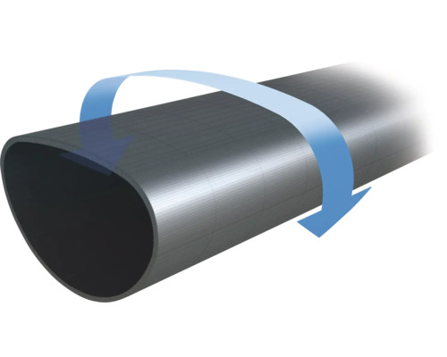 Flexibles Rohr mit kreisförmigem Pfeil zur Darstellung der Drehrichtung.