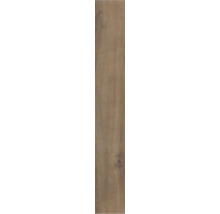 Laminatboden in Eichenoptik mit sichtbarer Holzmaserung und Astlöchern.