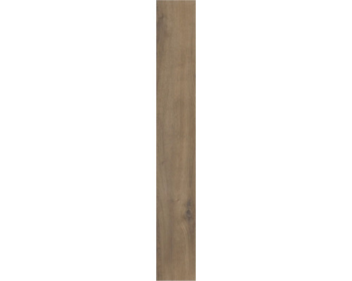 Laminatboden in Eichenoptik mit sichtbarer Holzmaserung und Astlöchern.