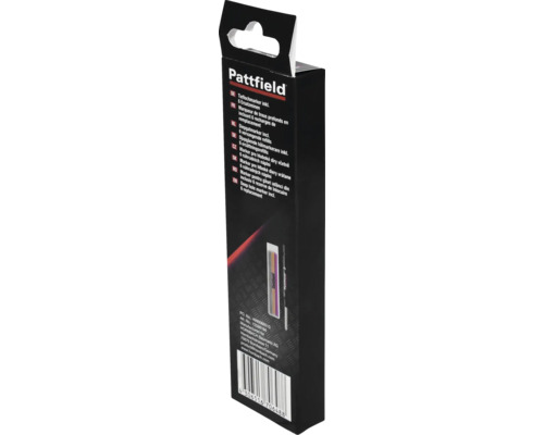 Pattfield Tieflochmarker inklusive 6 Ersatzminen in schwarzer Verpackung.