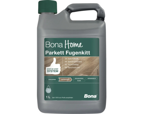 Bona Home Parkett Fugenkitt auf Wasserbasis im 1 Liter Kanister für die Reparatur von Parkettböden.