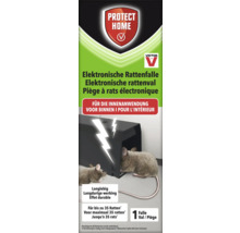 Elektronische Rattenfalle von Protect Home und Victor für Innenräume für bis zu 35 Ratten mit Protect Home Logo und Victor Logo.