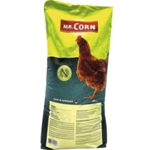 MR.CORN Legemehl 25 kg Sack für Hühner, ohne Gentechnik, hergestellt in Deutschland, mit Abbildung einer Henne.