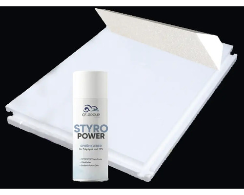 CF. GROUP Styro Power Sprühkleber für Polystyrol und expandiertes Polystyrol mit Dämmplatten für den Poolbau.