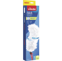 Vileda Logo. Flex und Catch Staubwedel-Set mit 93 Zentimeter Teleskopgriff, flexiblem Kopf und 360 Grad Fasern aus Recyclingmaterial.
