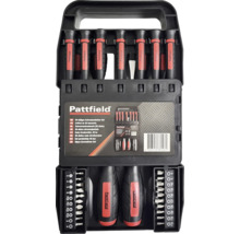 Pattfield 36-teiliges Schraubendreher-Set in schwarzem Koffer mit ergonomischen Griffen und Bits.