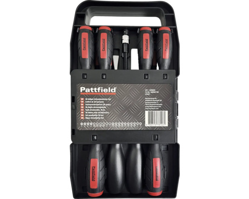 Pattfield 36-teiliges Schraubendreher-Set im schwarzen Kunststoffkoffer mit ergonomischen Griffen.
