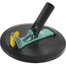 Wolfcraft runder Handschleifer mit Anschluss für Teleskopstange zum Schleifen von Trockenbauwänden.