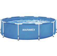 Marimex Rahmenpool, rund, blau mit weißem Metallrahmen, mit Wasser gefüllt.