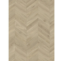 Bodenbelag in Holzoptik mit Chevron-Muster und natürlicher Holzmaserung.