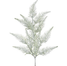 Künstlicher Dekozweig mit beschneiter Optik für Weihnachtsdekorationen und florale Gestecke.