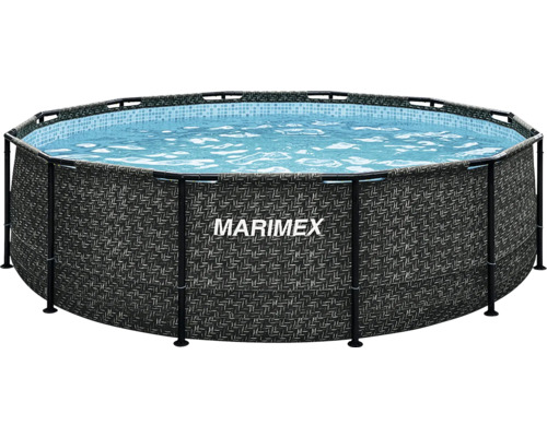 Runder Marimex Aufstellpool mit Metallrahmen und Außenwand in Rattan-Optik
