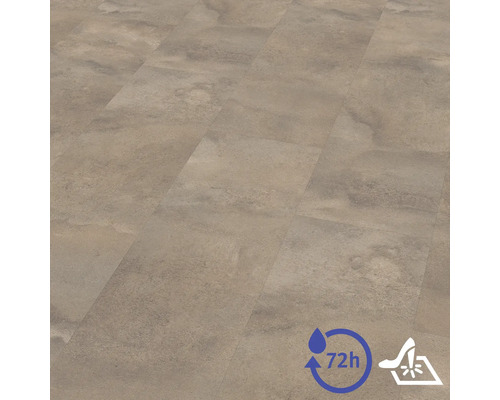 Laminatboden in Steinoptik, 72 Stunden wassergeschützt und stoßfest.