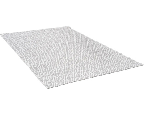 Teppich mit geometrischem Rautenmuster in Grau und Weiß