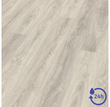 Laminatboden mit Holzoptik und vierundzwanzig Stunden Wasserresistenz.