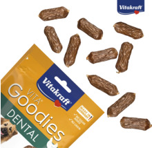 Vitakraft Logo, Vitakraft Vita Goodies Dental Hundesnacks ohne Getreide und Zuckerzusatz, hergestellt in Deutschland, wurstförmige Snacks.