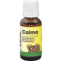 Calma Beruhigungsmittel für Hunde zur Unterstützung bei Nervosität und Stress in einer Braunglasflasche.