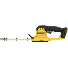 DeWALT Akku-Heckenschere in Gelb und Schwarz mit ergonomischem Handgriff.