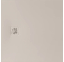 Quadratische Duschwanne in Beige mit integriertem Abdeckgitter von Laufen.