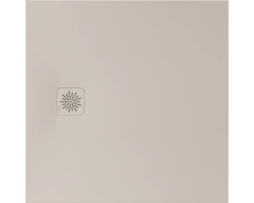 Quadratische Duschwanne in Beige mit integriertem Abdeckgitter von Laufen.