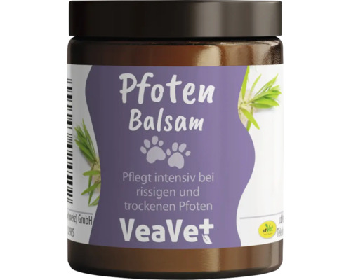 VeaVet Pfoten Balsam zur intensiven Pflege von rissigen und trockenen Pfoten in einer Dose mit cdVet Logo.