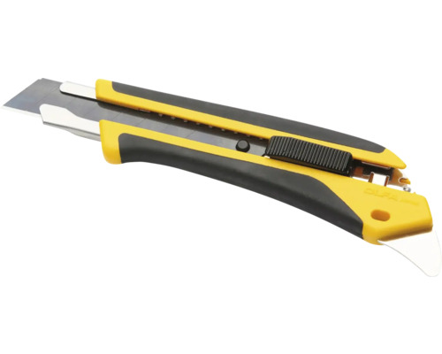 Messer Olfa Cutter L5 18 mm Auto-Lock Olfa Cutter-Messer in Gelb und Schwarz mit ergonomischem Griff und Abbrechklinge.