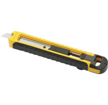 Olfa Cuttermesser mit Abbrechklinge und gelb-schwarzem, profiliertem Kunststoffgriff.