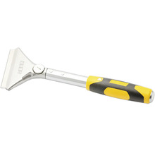 Olfa Schaber mit silberfarbenem Metallkopf und gelb-schwarzem ergonomischem Griff für Reinigungsarbeiten.