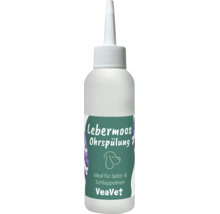 VeaVet Lebermoos Ohrspülung für Hunde, Kunststoffflasche mit Dosierspitze.