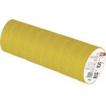 10 Rollen gelbes PVC-Isolierband von EMOS, Breite 15 Millimeter, Länge 10 Meter.