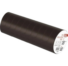 10 Rollen schwarzes EMOS PVC-Isolierband, 15 Millimeter Breite, 10 Meter Länge.
