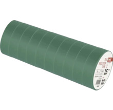 Packung mit zehn grünen EMOS PVC-Isolierbandrollen, Breite 15 Millimeter, Länge 10 Meter.