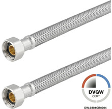 Flexibler Panzerschlauch aus Edelstahl mit DVGW Zertifizierung.