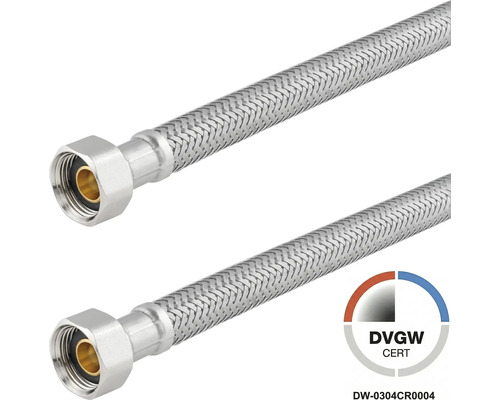 Flexibler Panzerschlauch aus Edelstahl mit DVGW Zertifizierung.