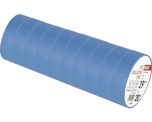 EMOS PVC-Isolierband, 10 Rollen, Breite 19 Millimeter, Länge 20 Meter, blau.