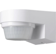 Weißer Wand-Bewegungsmelder aus Kunststoff mit Infrarot-Sensor.