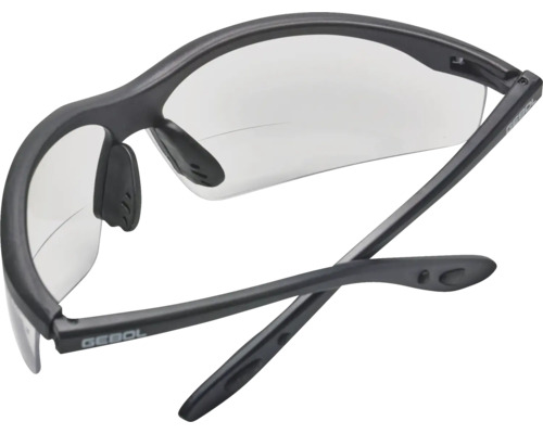 Gebol Schutzbrille mit klaren Kunststoffgläsern und schwarzem Gestell.