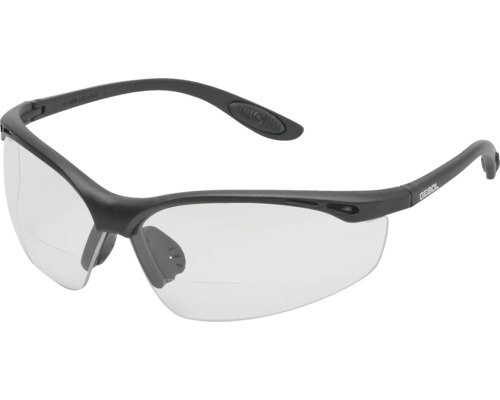 Gebol Schutzbrille mit klaren Gläsern und schwarzem Kunststoffgestell.
