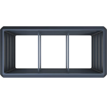 Hochbeet-Rahmen aus Metall in Anthrazit mit vertikalen Streben.