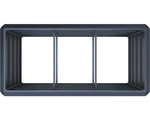 Hochbeet-Rahmen aus Metall in Anthrazit mit vertikalen Streben.