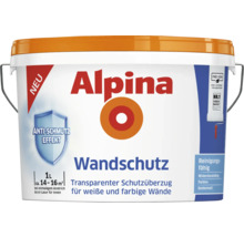 Alpina Wandschutz, transparenter Schutzüberzug für weiße und farbige Wände, circa 14 bis 16 Quadratmeter, 1 Liter, seidenmatt, reinigungsfähig.