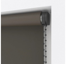 Seitenzugrollo mit Perlenkette und Halterung zur Montage in der Fensternische.