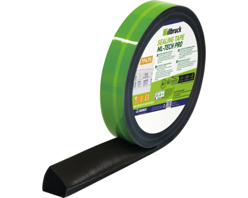 illbruck Fugendichtband TP670 ML-TECH PRO, Rolle mit schwarzem Dichtungsband für luftdichte Fugenabdichtung.
