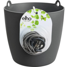 Elho Blumentopf aus Kunststoff in Anthrazit mit Aufhängeseil und integrierten Griffen
