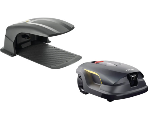 STIGA Mähroboter mit Ladestation und Garage.