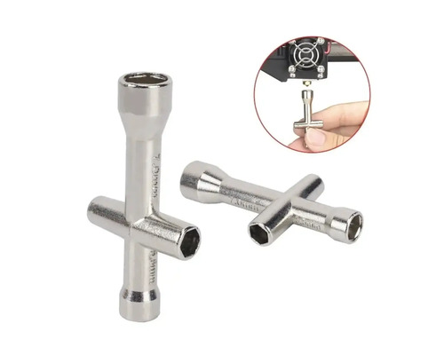 Mini Kreuzschlüssel aus Metall für 3D Drucker Düsen, Sechskant Steckschlüssel mit vier verschiedenen Größen.