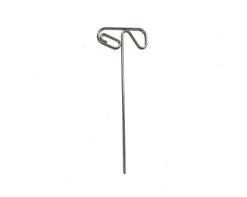 Pflanzenschildhalter aus Metall in Silber mit langem Stab und oberer Klemme für Etiketten.