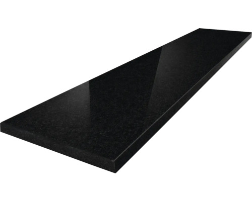 Fensterbank Granit Gabbro schwarz 113x25x2 cm Polierte Fensterbank aus schwarzem Granit.